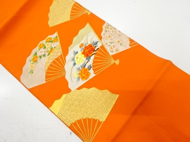JAPANESE KIMONO / CAMELLIA / PEONY PATTERN WOVEN A FAN NAGOYA OBI